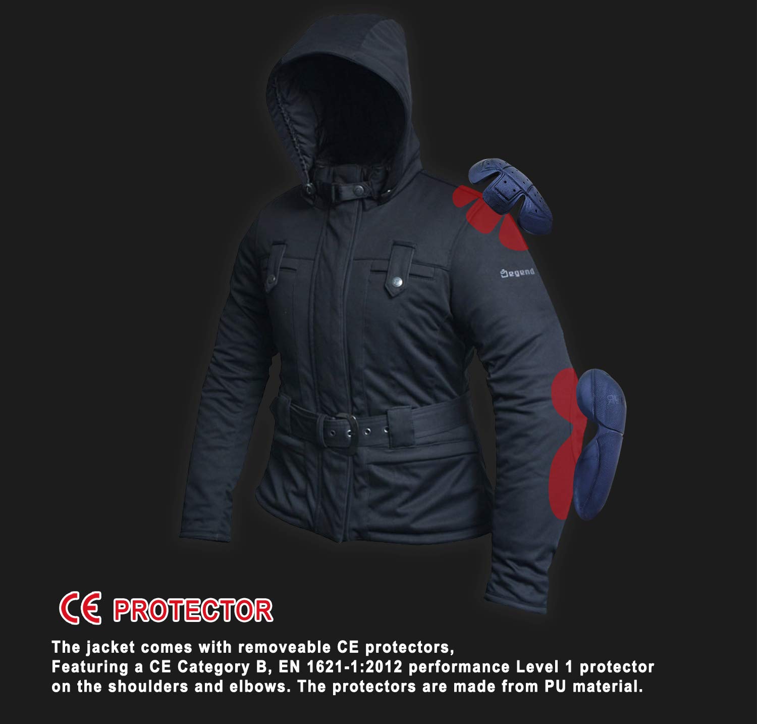 Lady1 | Damen-Motorradjacke mit Protektoren | Wasserdichte Winter-Motorradjacke mit Kapuze – Thermofutter und herausnehmbaren, geprüften Protektoren – Motorradzubehör