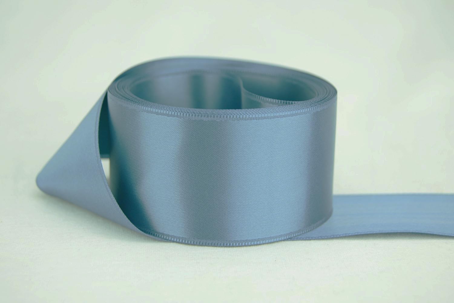 Ribbon Bazaar Double Faced Satin - Premium Gloss Finish - 100% Polyester Ribbon for Gift Wrapping, Crafts, Scrapbooking, Hair Bow, Decorating &amp; More - 1/4" Steel Blue 50yd Spool