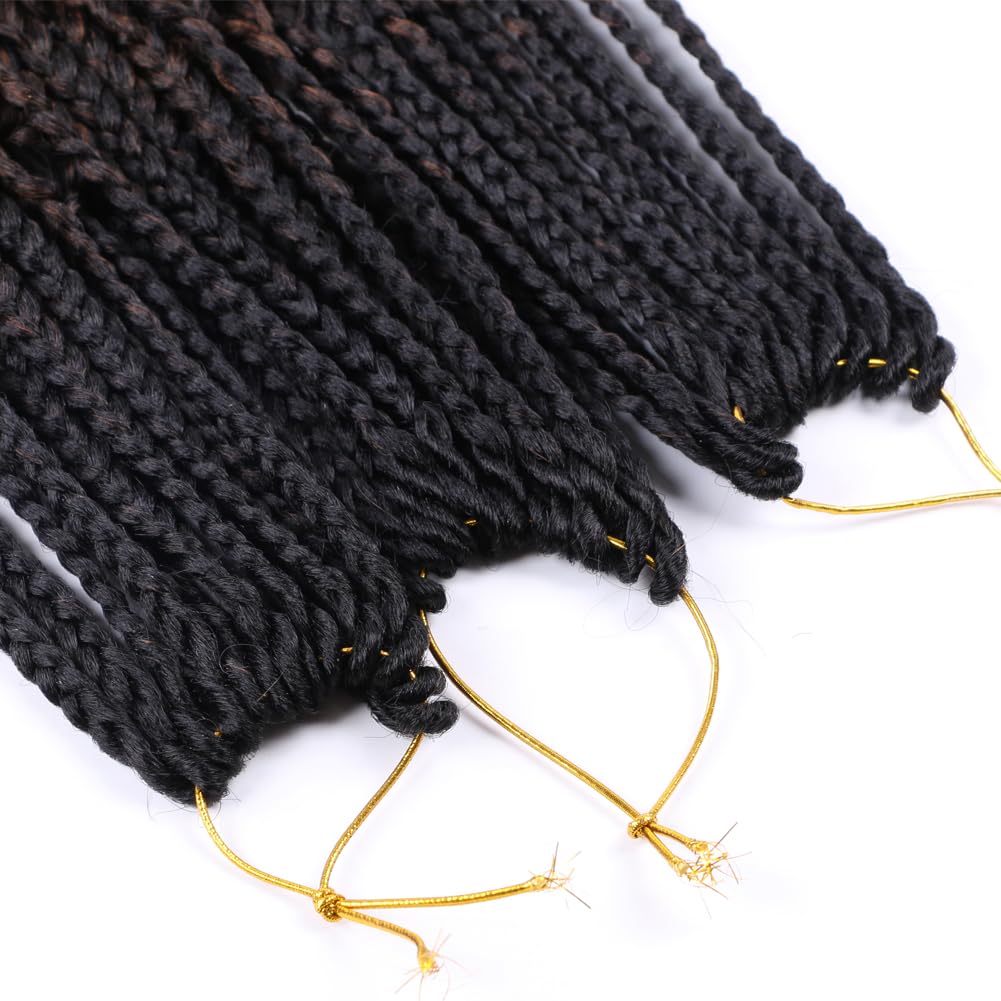 22 Inch Ombre Boho Box Braids Pre Looped Goddess Crochet Braids with Curly Ends 3 Packs Bohemian Braiding Hair Extensions for Women (Black-Brown) - Image 3