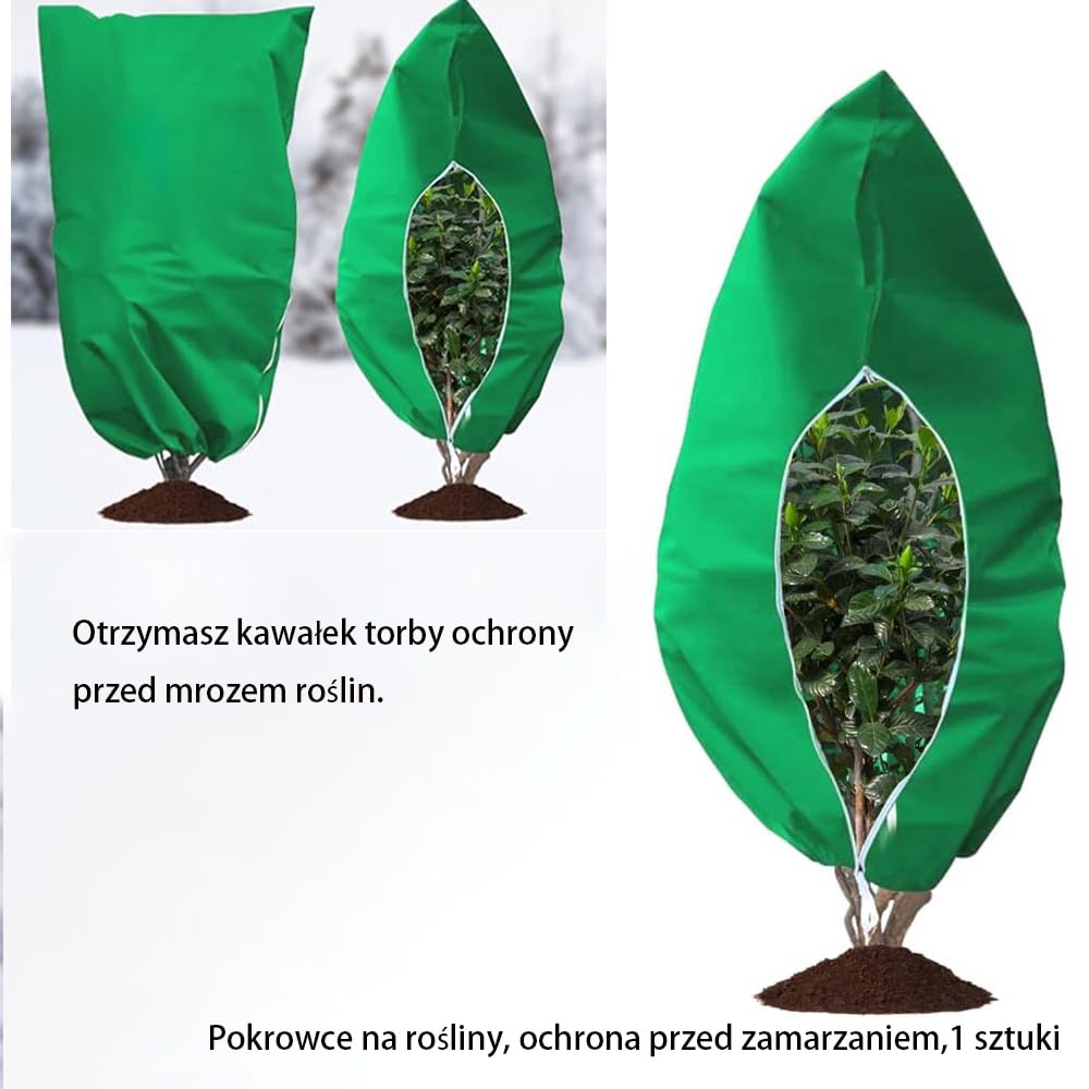Pokrowce na rośliny, ochrona przed zamarzaniem, koce z zamkiem błyskawicznym, wielokrotnego użytku, zimowe, ochraniacze roślin, do ogrodu, 120 x 180 cm,1 sztuki