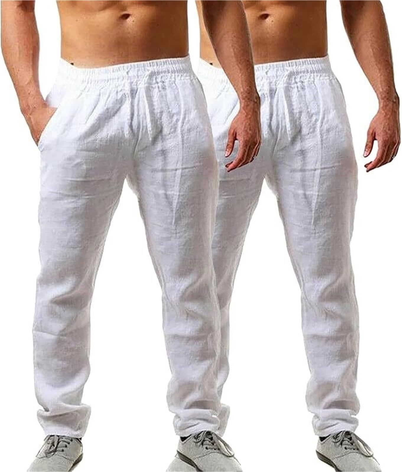 Pantalon en lin élégant pour homme en tissu léger premium lot de 2