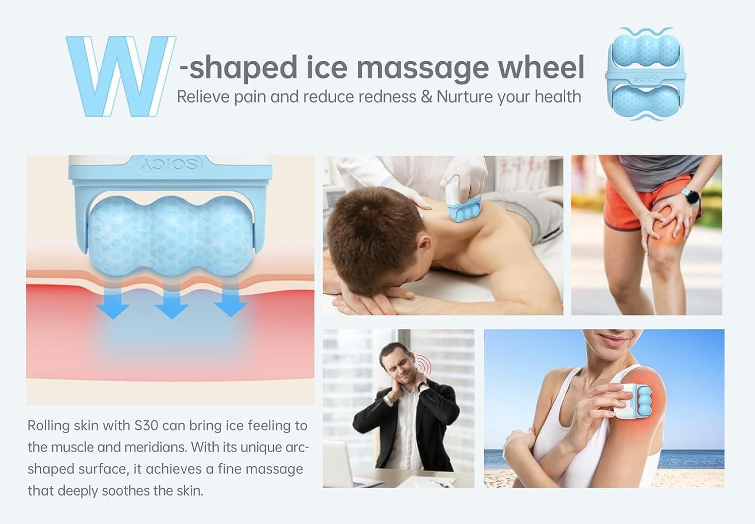 Glovic Facial Ice Roller 1 Facial Ice Roller Massage in W&V Shaped Head for Eye Puffs Relief and Migraine Paine 2