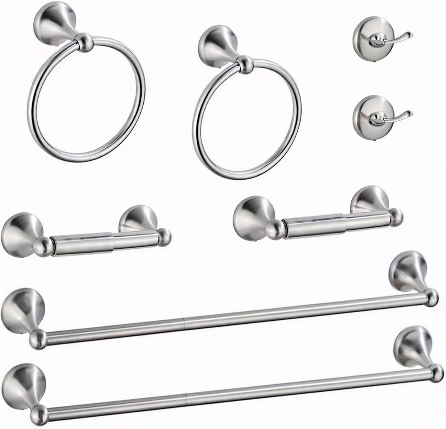 Chihod 8-Piece Brushed Nickel Bathroom Hardware Set