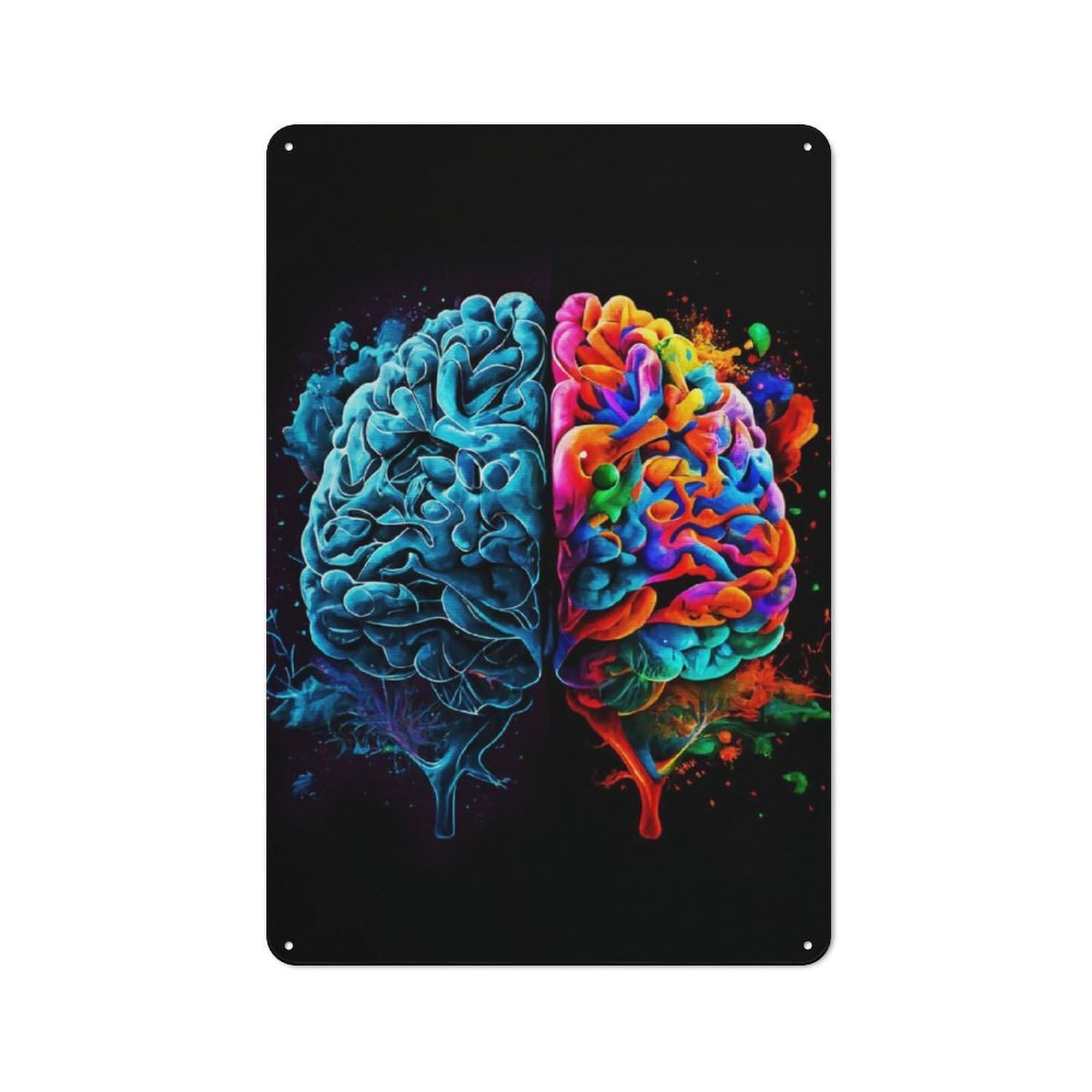 Metal Wall Sign 30x20cm Featuring Brain Paint for Garage Or Workshop, Suited to Workshop Owners