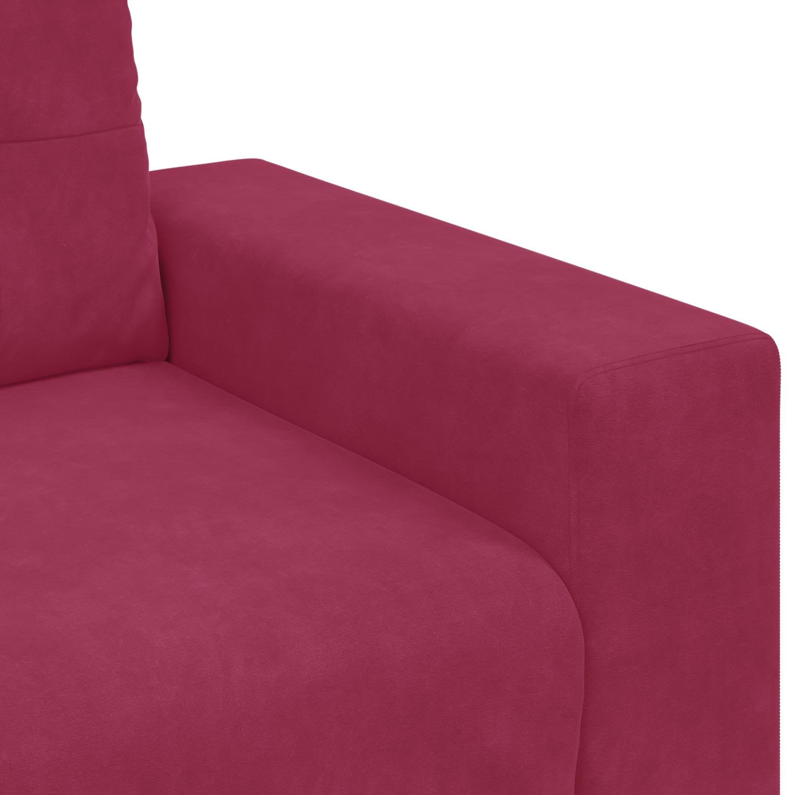 Quoril Canapé d'angle 3 places en velours rouge vin avec fonction couchage et espace de rangement, canapé d'angle moderne avec fonction relaxation, garniture rembourrée pour salon, chambre d'amis