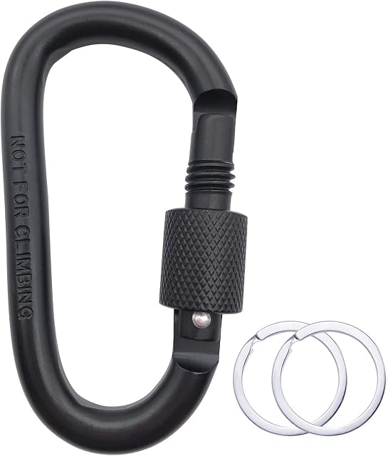 Kibon Carabiner Clip, Locking Carabiner Clip Hook, Aluminum Alloy Key Chain D-Ring for Hammock, Camping, Hiking, Fishing(Not for mountain climbing)
