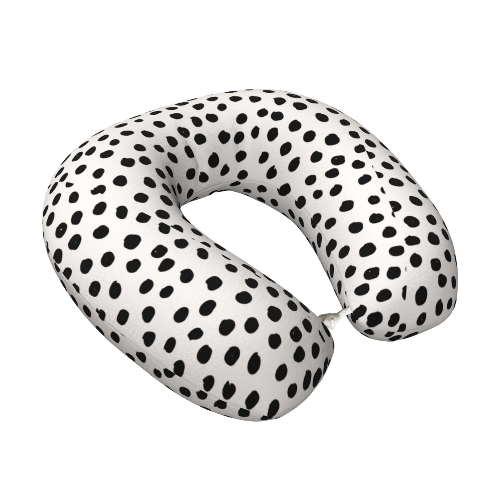 LKYMOH Animal Print Dots Black And White Dalmatian, Travel Neck Pillow U-Shaped Memory Neck Support Soft Comfortable With Washable Cover For Airplane Car Traveling and Office
