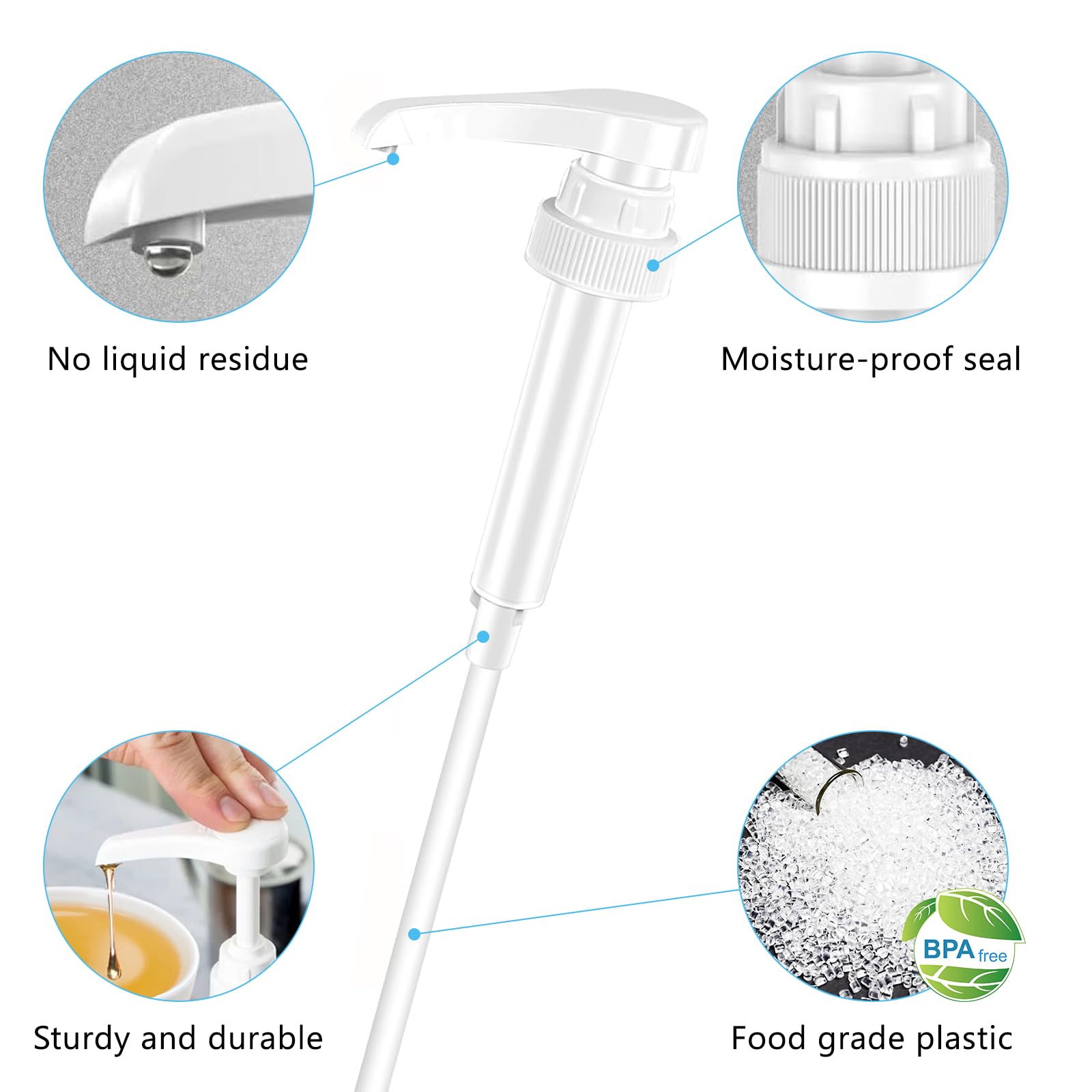 Produktbild von 2 Stück Dosierpumpe 5 Ml Pro Hub Für 1L Sirupflaschen, 28/410 Gewinde, Inkl. 19 Cm Schlauch, Für Sirup, Shampoo, Nährlösungen