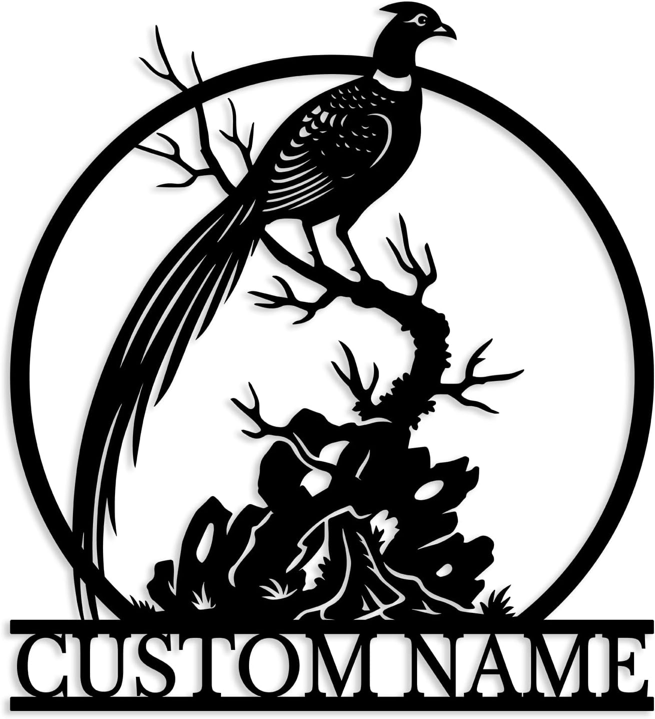 Custom Pheasant Metal Sign,Personalized Hunting Cabin Wall Art,Outdoor Yar Garden Decor,Lake Cabin Sign,Farm House Number Address Plaque (Style-A)