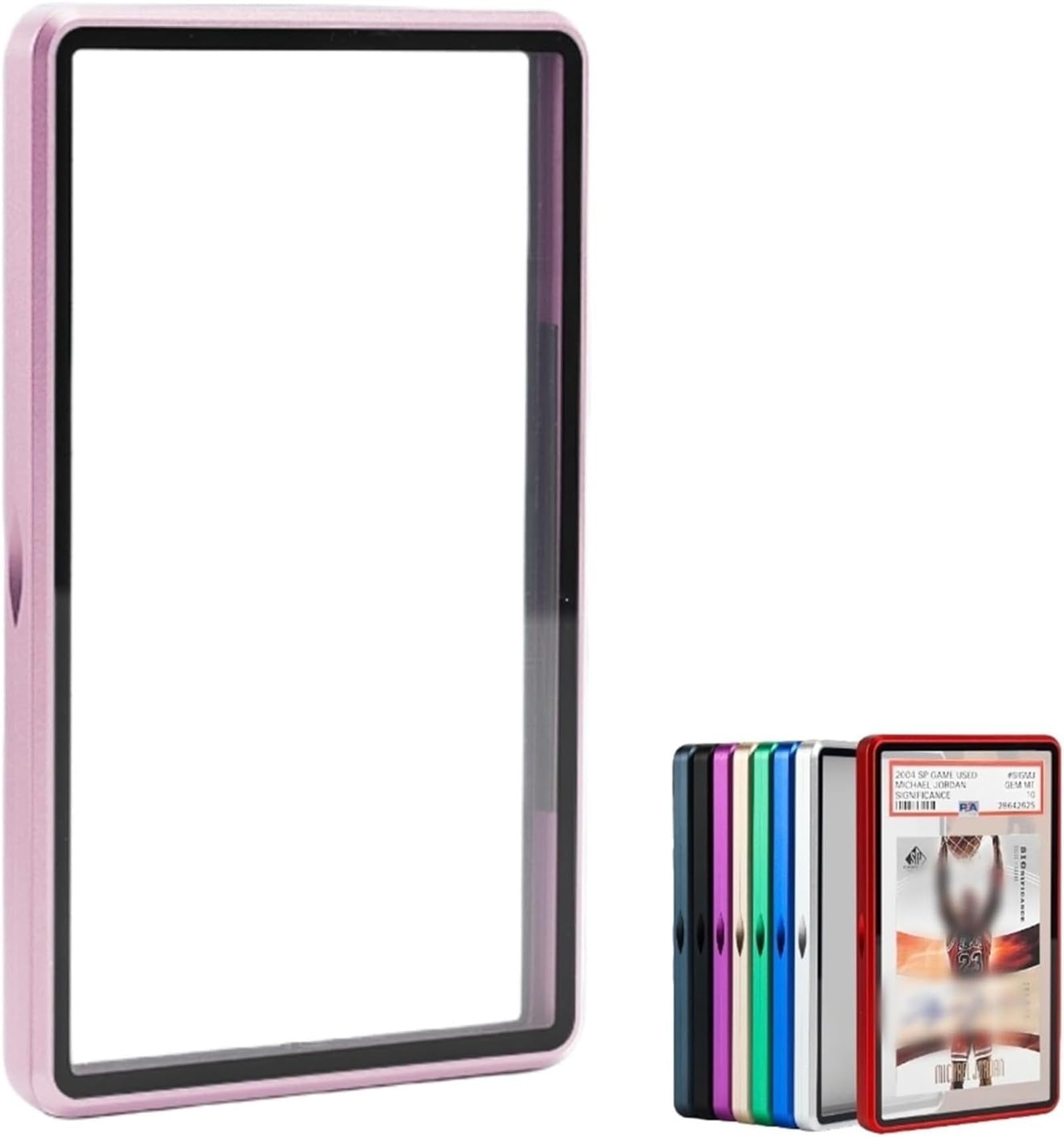 Premium Graded Trading Card Protector - 130PT- BGS Slab Bumper Guard, UV & Scratch Resistant & Magnetic Closure | Aluminum Frame Card Storage Holders Bumper Case for Sports & MTG Cards (Pink)