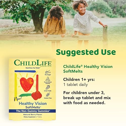 Childlife Essentials Healthy Vision Softmelts - For Infants, Babies, Kids, Toddlers, Children, And Teenagers - Natural Berry Flavor - 27 Tablets #TOP3