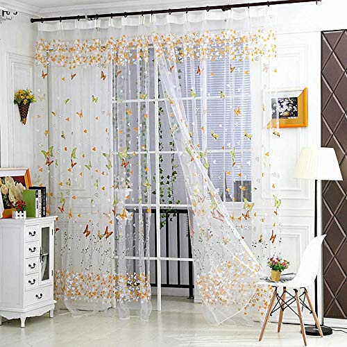 Tonsee Transparent Voile Gardinen Mode Lange Gedruckt Durchsichtig Vorhänge mit Ösen für Wohnzimmer Schals Schlafzimmer Vorhänge Kinderzimmer Dekoschals Für Große Fenster 1 PCS,100 x 270cm Cover