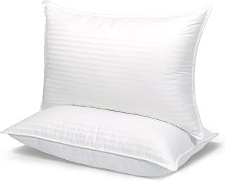 Bed Pillows for Sleeping [Pack of 2] Hotel Quality Pillows Premium Plush Fiber, Breathable Cooling Cover Skin-Friendly for Side Back and Stomach Sleepers (Queen Size)
