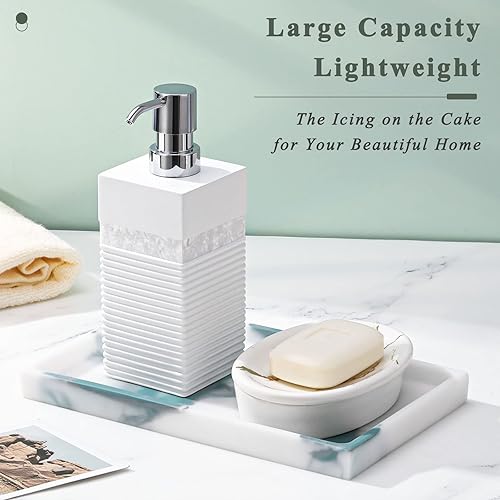 Miniatura 8 de Shinowa Shinowa - Bandeja de tocador de baño, bandeja de perfume octágono, bandeja de mármol para joyas, dispensador de jabón líquido para manos,