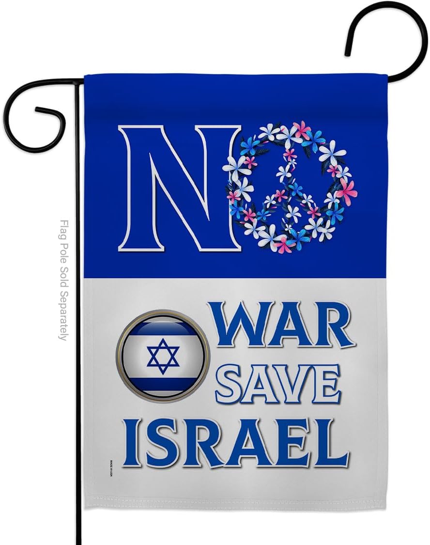 Israel Flag No War Save Israel Cemetery Banner Wall Lawn Door Decor Room Outdoor Garden Poster Bandera de Israeli Tapestry Home Indoor Grave Yard Sign for Outside House, Jewish Gifts Made in USA