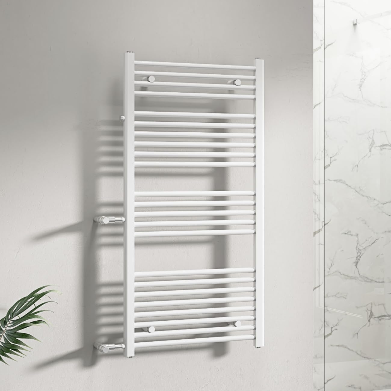 WITEN&NOCK Badheizkörper 1200x600 mm Designheizkörper Seitenanschluss Nabenabstand 500 & 900 mm Handtuchtrockner Handtuchwärmer gerade weiß 598 Watt