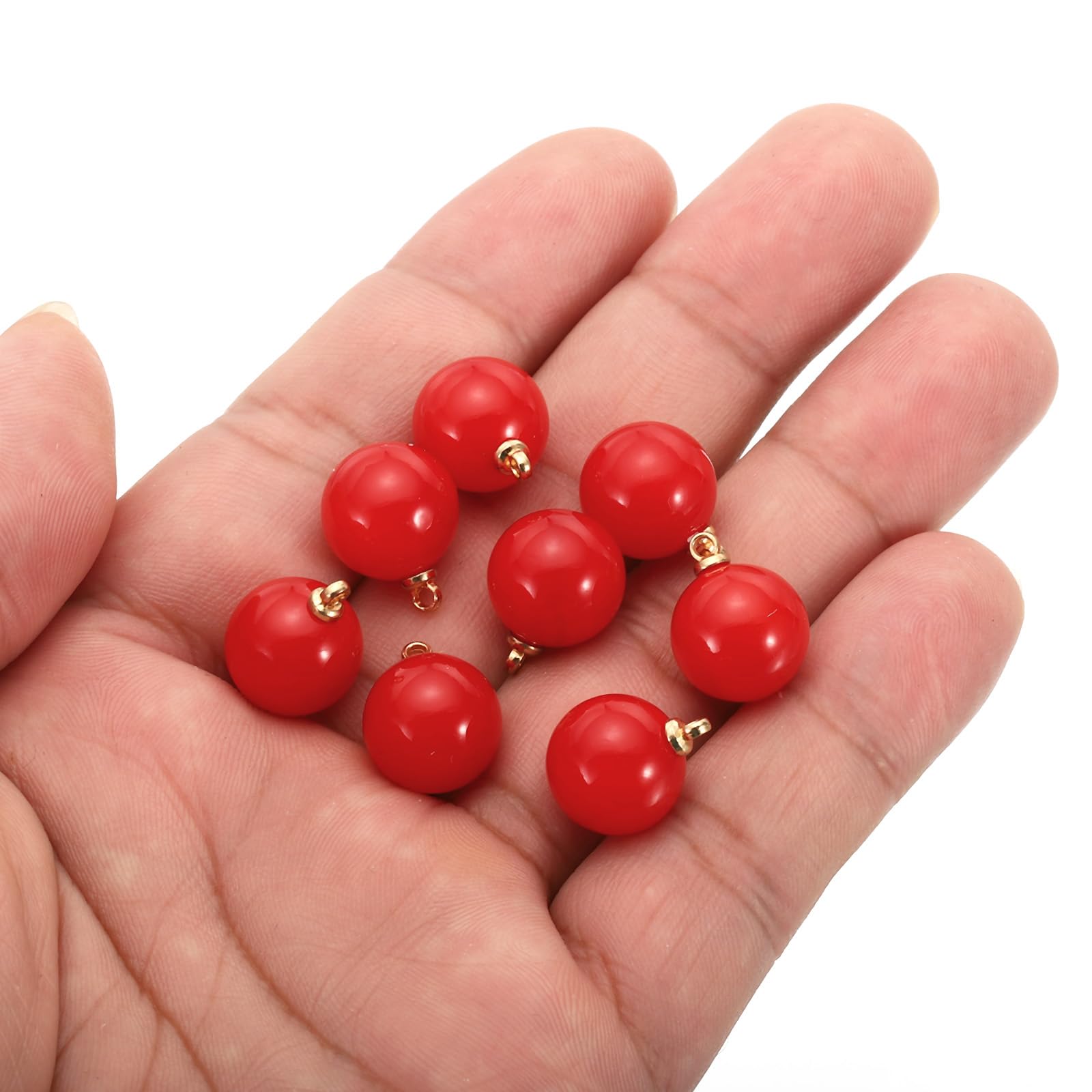 PATIKIL 12mm Pearl Charm, 100pcs Pearl Beads Faux Pearl Pendant Charm Beautiful DIY for Making s s Wedding Crafts Golden Red - Image 3