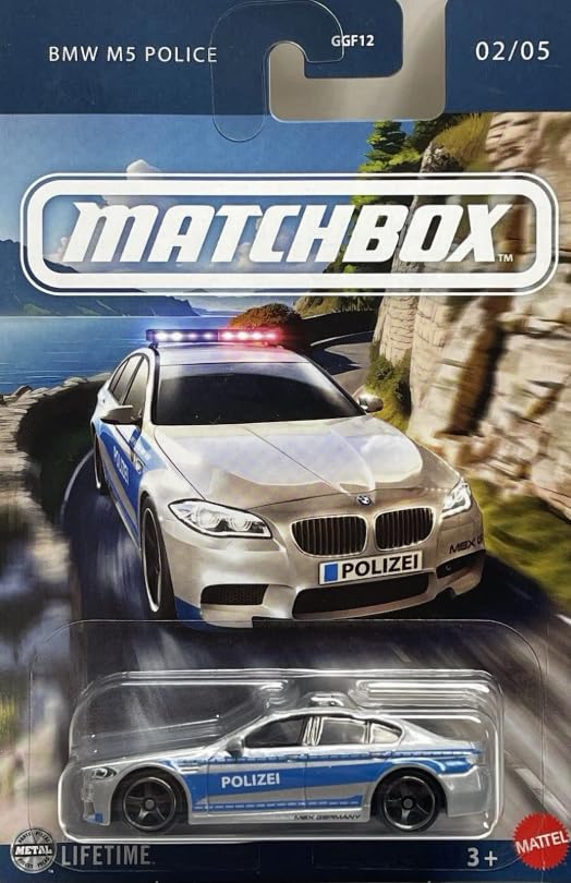 Matchbox BMW M5 Police [Silver & Blue] 02/05, 1:64 Scale Diecast Toy Vehicle