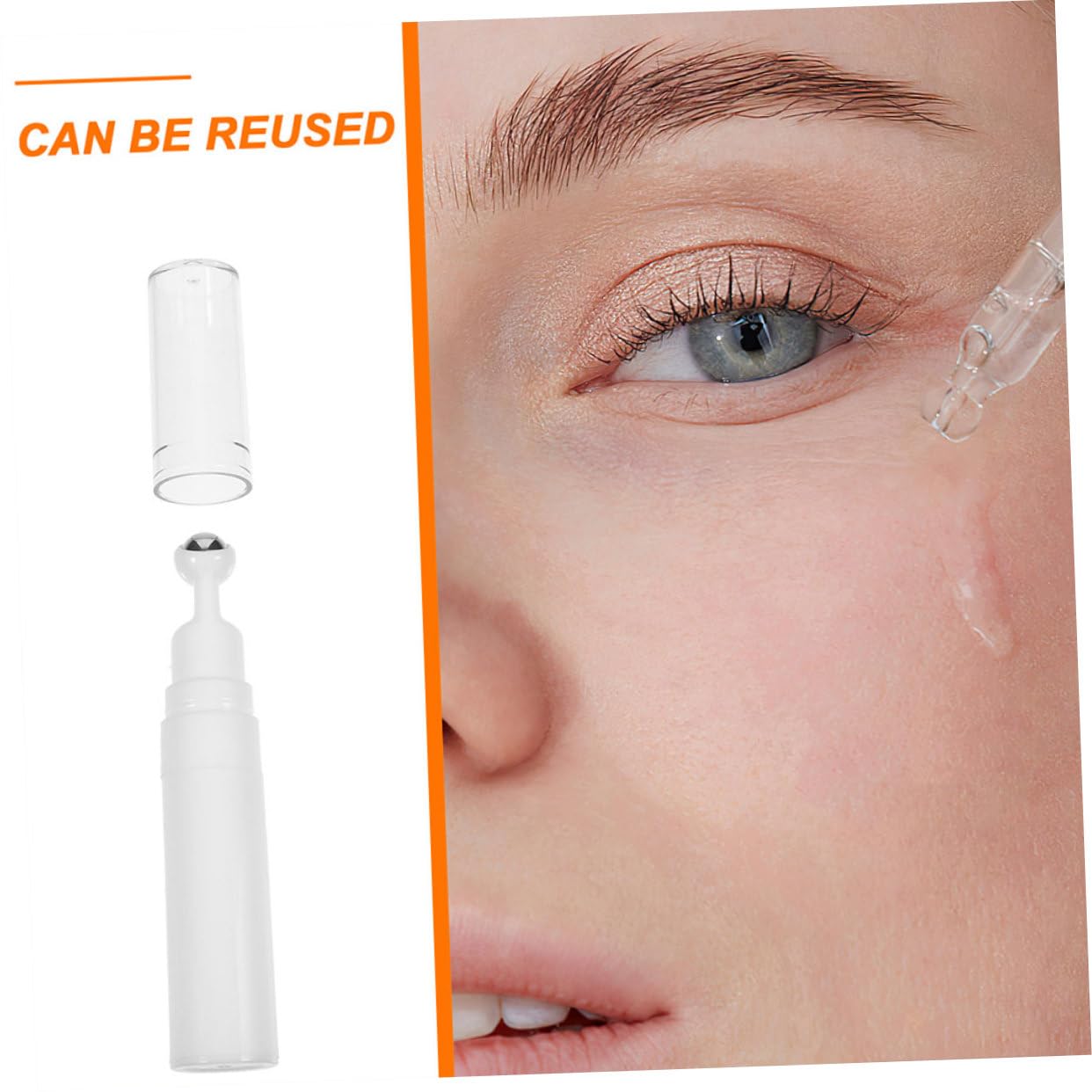 FRCOLOR Eye Creams Massage Roller Empty Cream Bottle Eye Applicator Tool Refillable Bottle Serum Roller s Ball Container White Travel Acrylic - Image 2