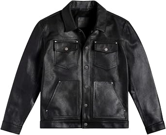 Men's Premium Trucker Leather Jacket| Cowboy Style Real Leather Trucker Jacket