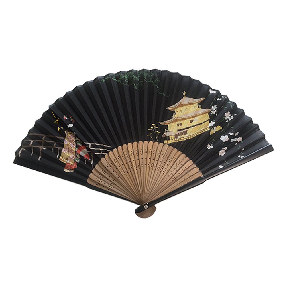 金色の獅子彫刻扇子 純金 扇子 松竹梅 E 6号・120g ( 光則（金工芸） 木札名入れ有料