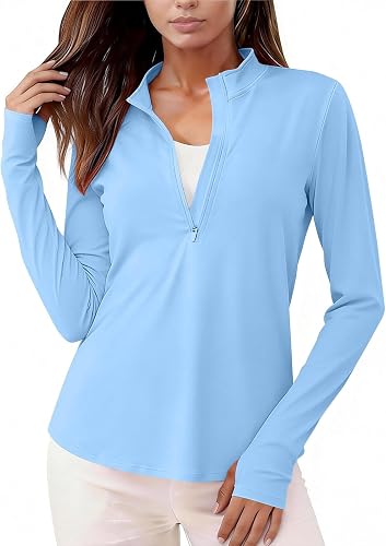 FPMLUXLL Sun Shirt Women UPF 50+ SPF Sun & UV Protection Long Sleeve Zip Up Rash