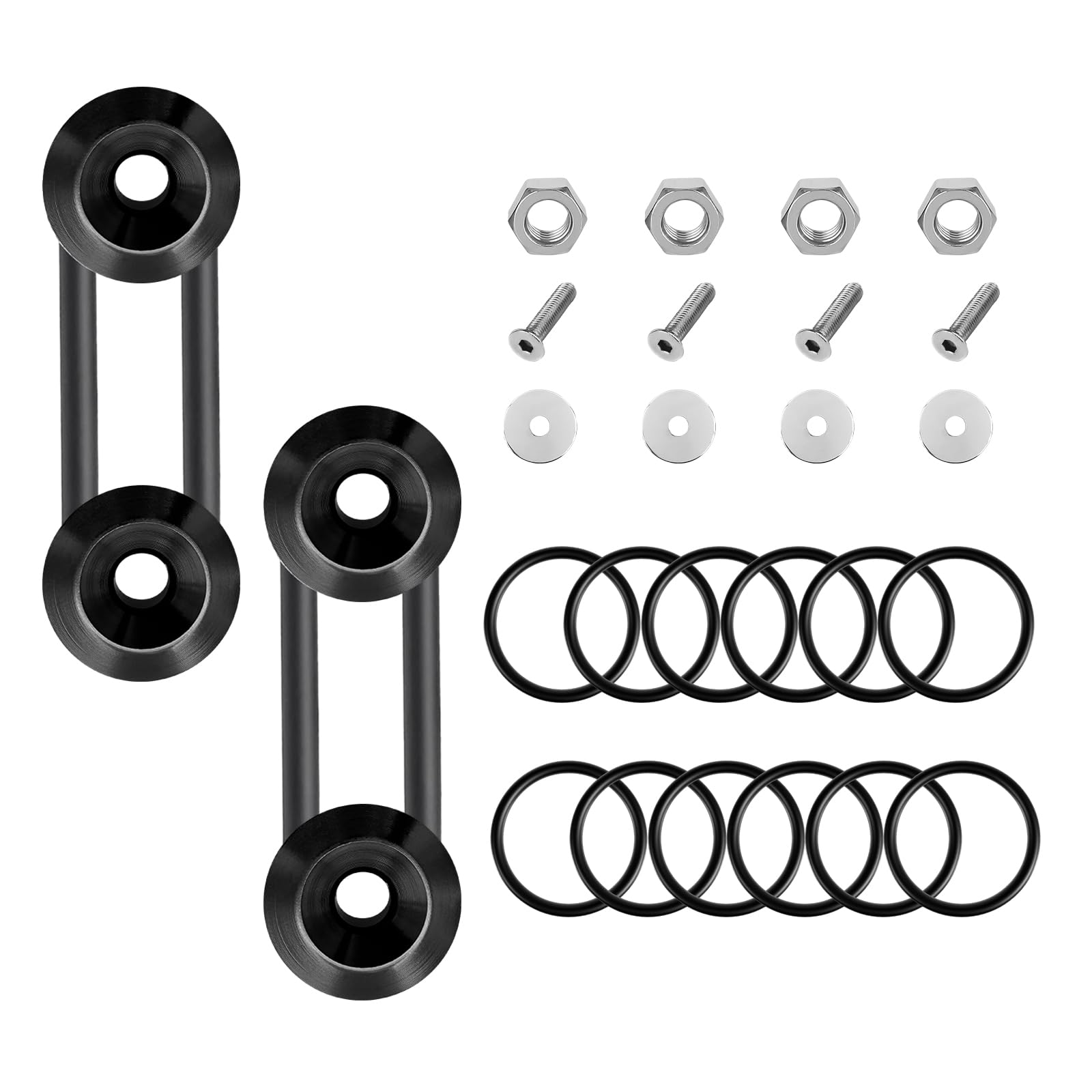 MUQIDA Bumper Quick Release, JDM Car Front Rear Bumper Fasteners Kit with Screws Nuts Washers O-Rings, Quick Release Tab Holder Trunk Band Fenders