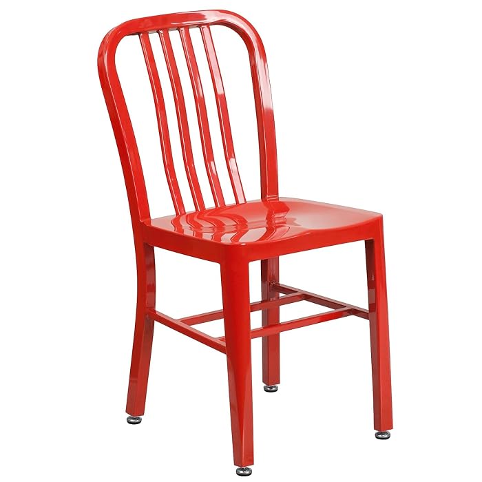 Flash Furniture Commercial Grade Red Metal Indoor-Outdoor Chair