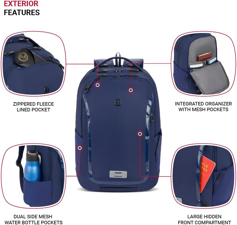 SwissGear Shield Laptop Backpack, Navy, 18.5"x12"x6"