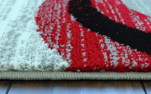Miniatura 6 de Masada Rugs, Stephanie Collection - Alfombra de área moderna y contemporánea, 1100, rojo, gris, blanco, negro (6 pies x 9 pies)