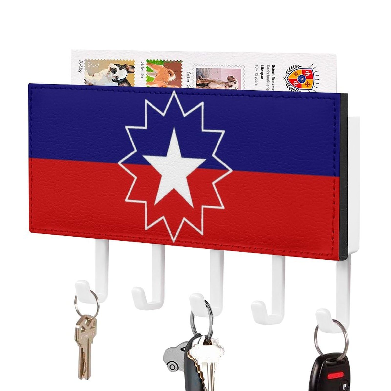 NCLQVJXZKHW Juneteenth Flag Key Holder with 5 Hooks Key Hooks Wall Mounted Key Racks Key Hanger Organiser Shelf