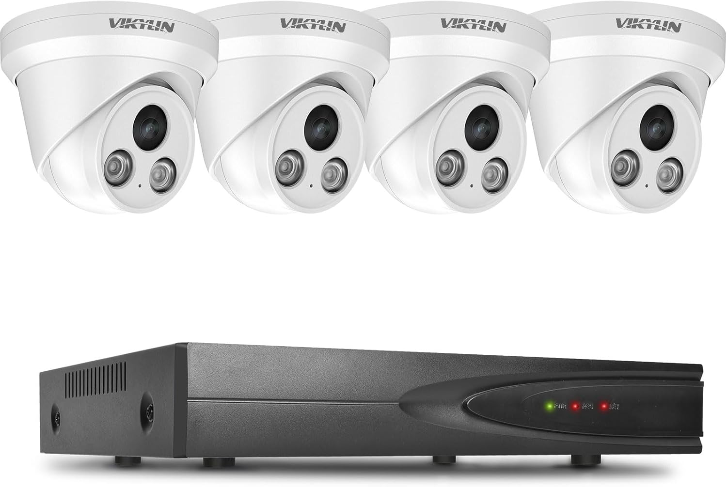 VIKYLIN 8CH 4K PoE Security Camera System,4MP Full Color POE IP Cameras, 8 Channel 4K H.265+ NVR for 24/7 Recording，Plug&Play(NVR PG108H-8P+PG2345 4PCS), NO HDD Included Recording,