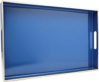 Vista 24 de Spsyrine Bandeja decorativa dorada con asas, elegante bandeja de plástico para mesa auxiliar otomana, sala de estar, decoración del hogar, 15.6 x