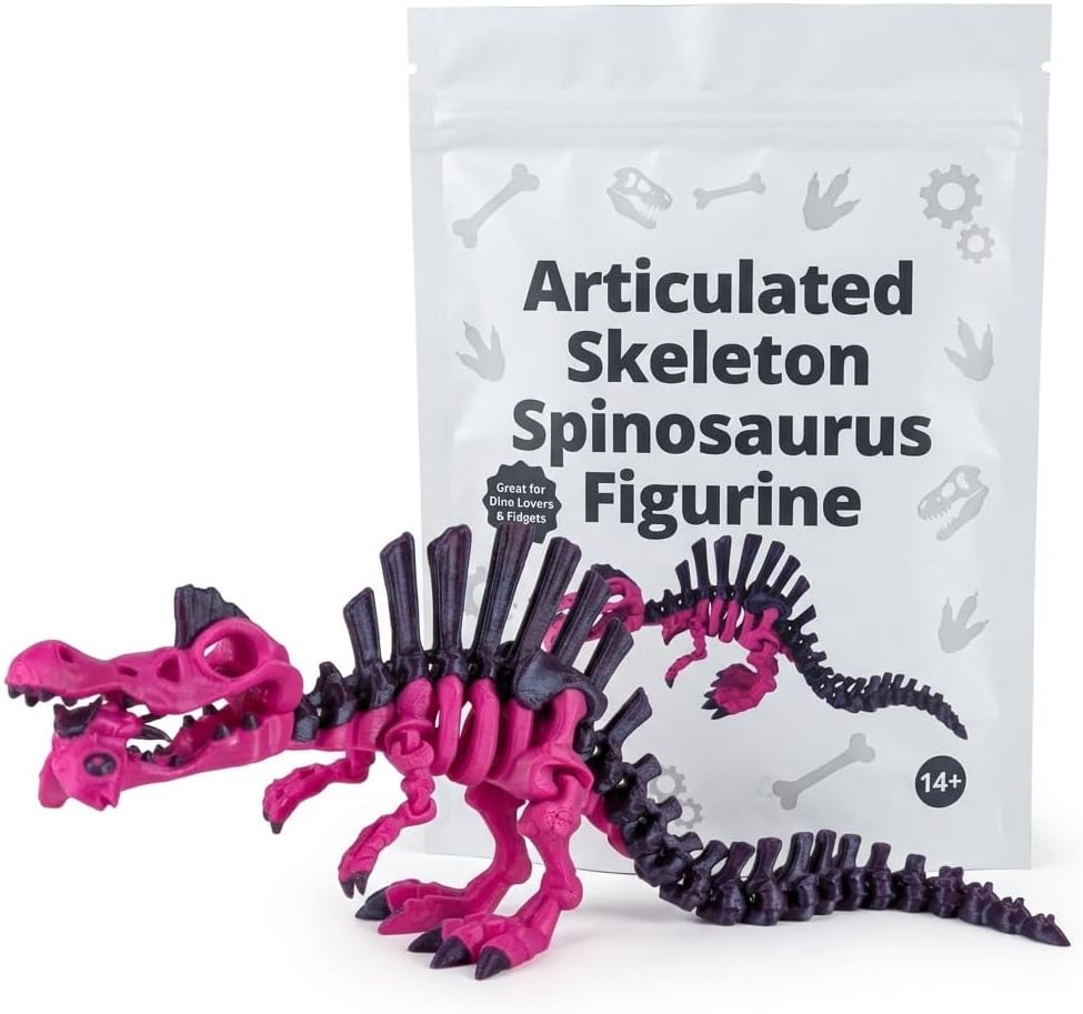 Articulated Spinosaurus Skeleton Figurine - Striking Desk Decor for Dino Enthusiasts and Unique Shelf Display - 3D Printed in Canada