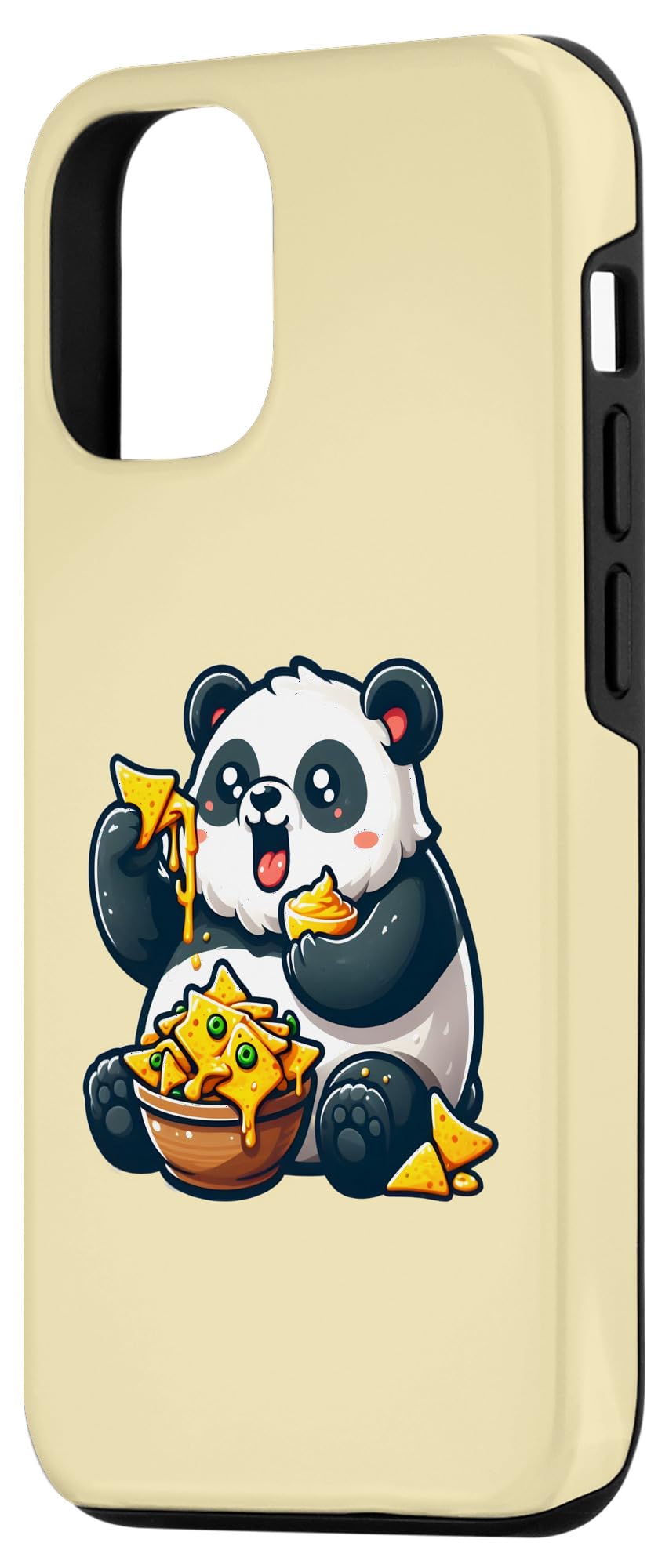 iPhone 15 Pro Chubby Panda Eating Nachos with Cheese Dip Case - Image 2