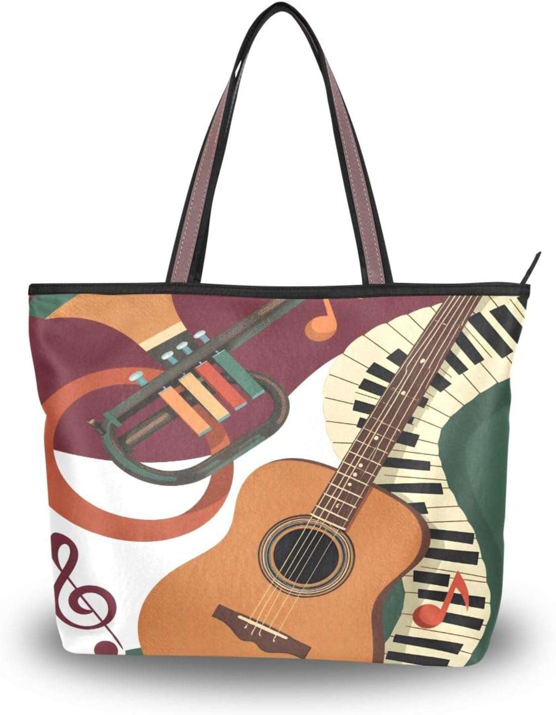 ALAZA Guitar Piano Key Music Note Women Tote Bag Large Capacity Shoulder Bags L