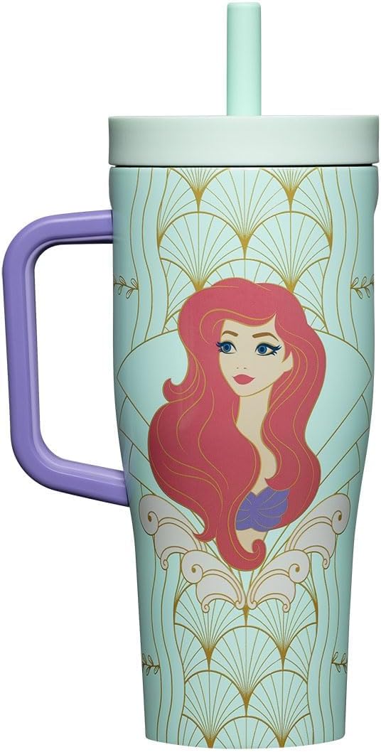 Corkcicle Cruiser Insulated Tumbler with Handle & Straw - Keeps Drinks Ice Cold - Triple-Insulated - Leakproof Travel Mug - BPA-Free - Summer Drinkware Gift - 22 oz, Ariel