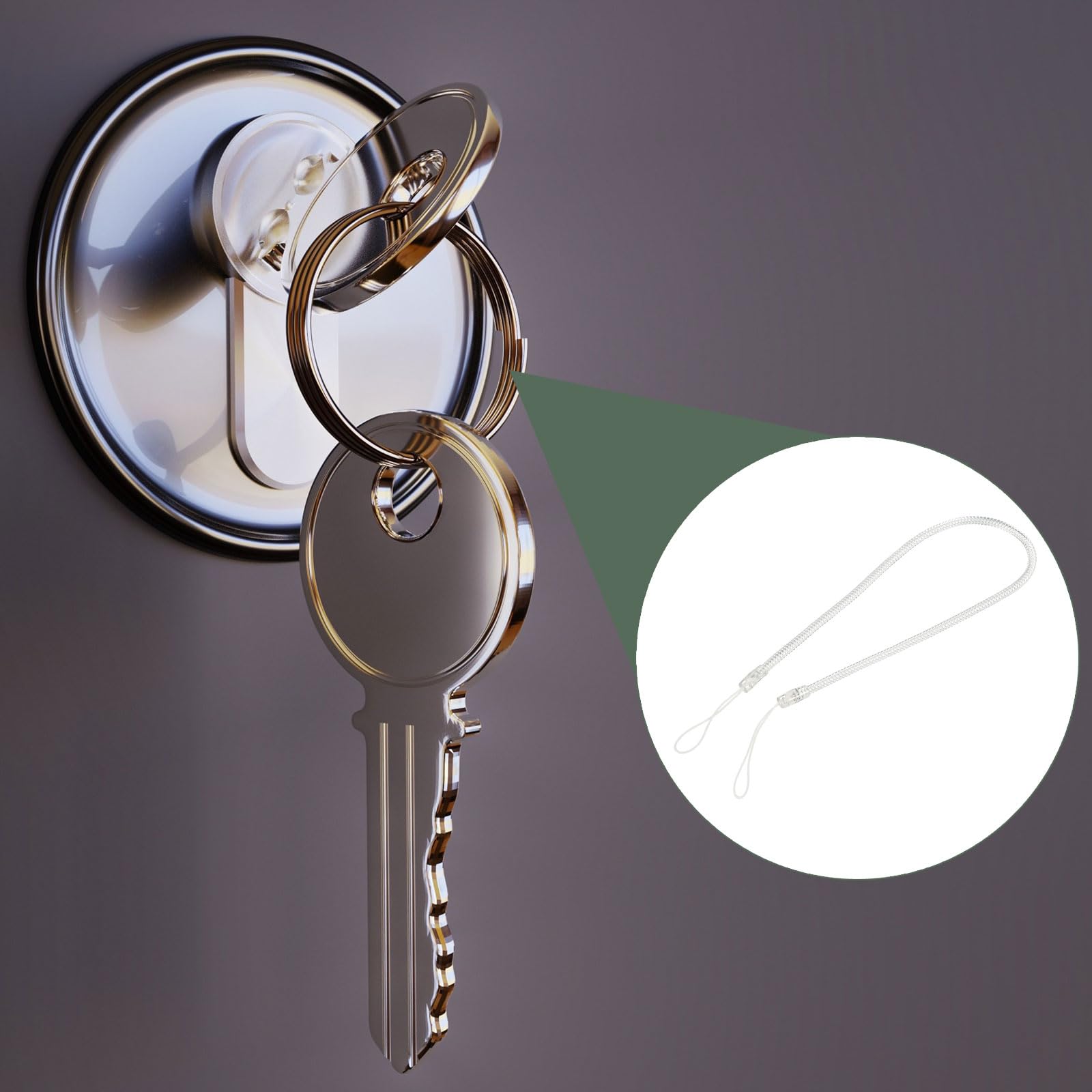 YOKIVE 5 Pack Retractable Spring Coil Strap, Plastic Spiral Stretchy Keys Holder, Clear, inch - Image 3