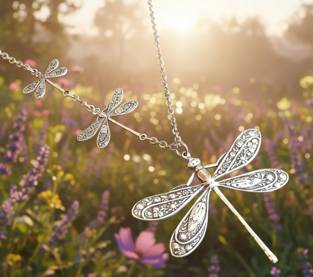 Retro Dragonfly Pendant Necklace - Image 9