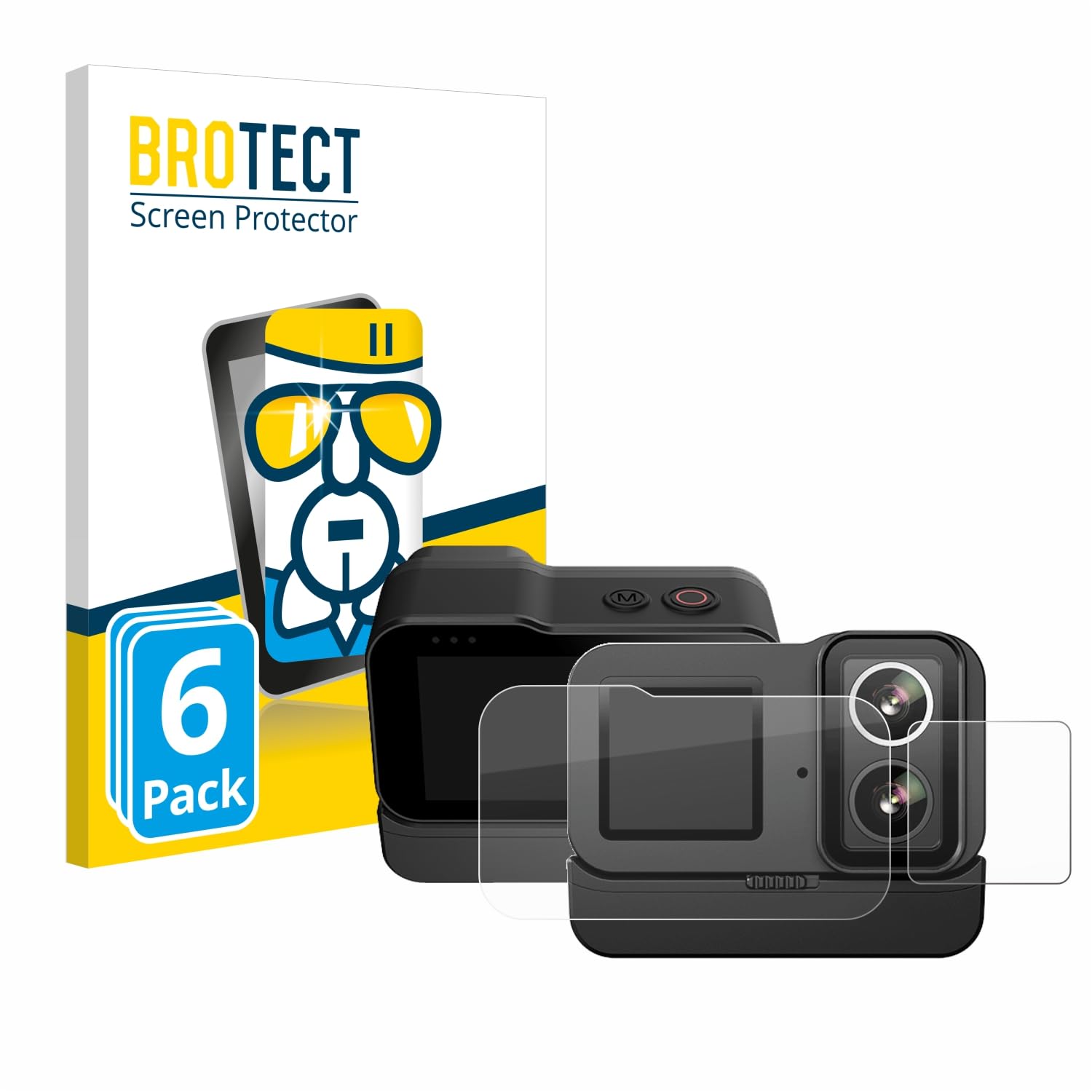 brotect Glass Screen Protector Film for SJCAM SJ20 Dual Lens (6 Pack) - Glass-Foil 9H Protection [Scratch Resistant, High Clarity]