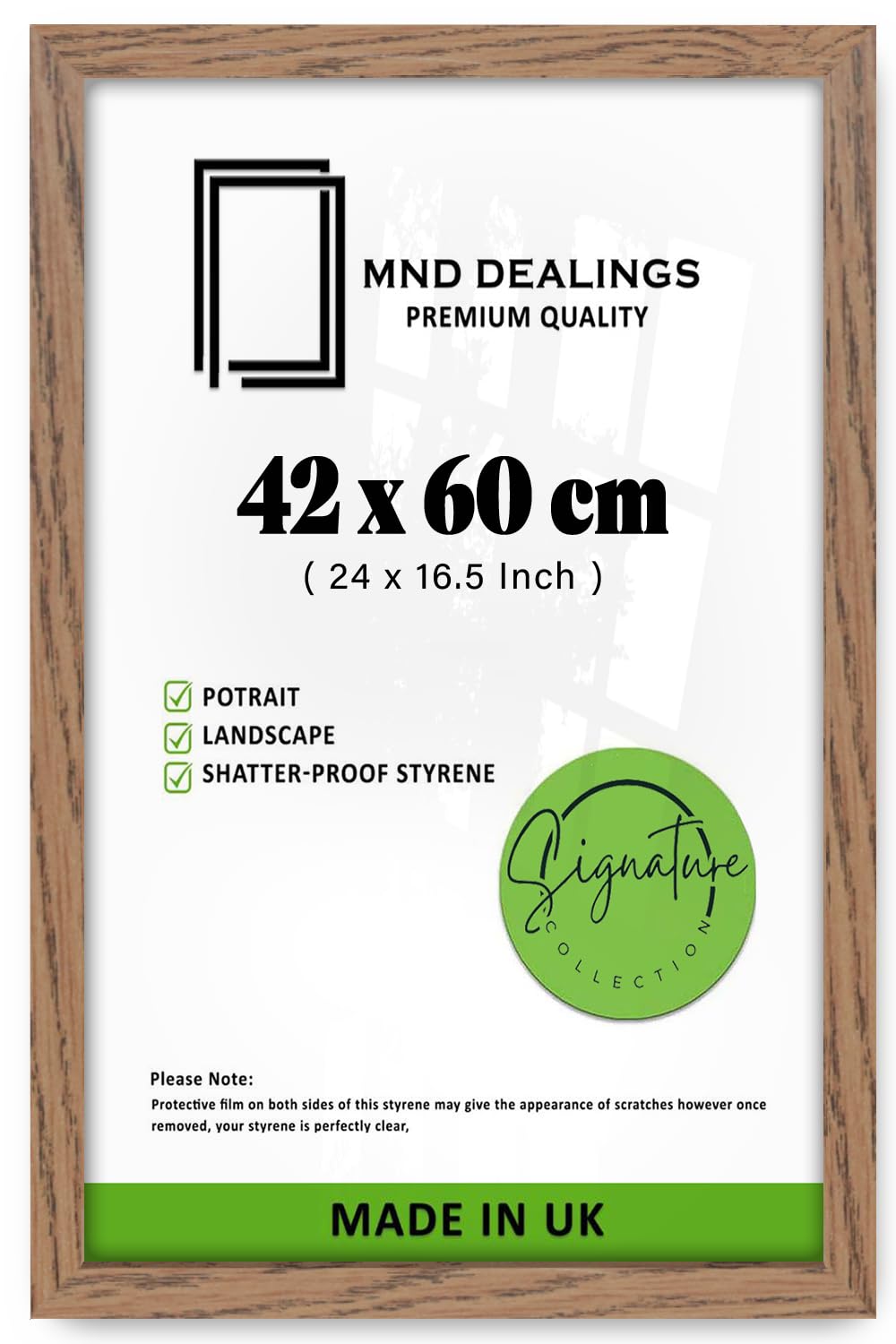 Mnd Dealings Dark Oak Flat Style Poster Picture Frame 42 X 60 Cm With Clear Perspex Front And Wall Mounting Rectangle Display 24 X 16.5 Inch Finish For Home Office Gallery Display Stylish