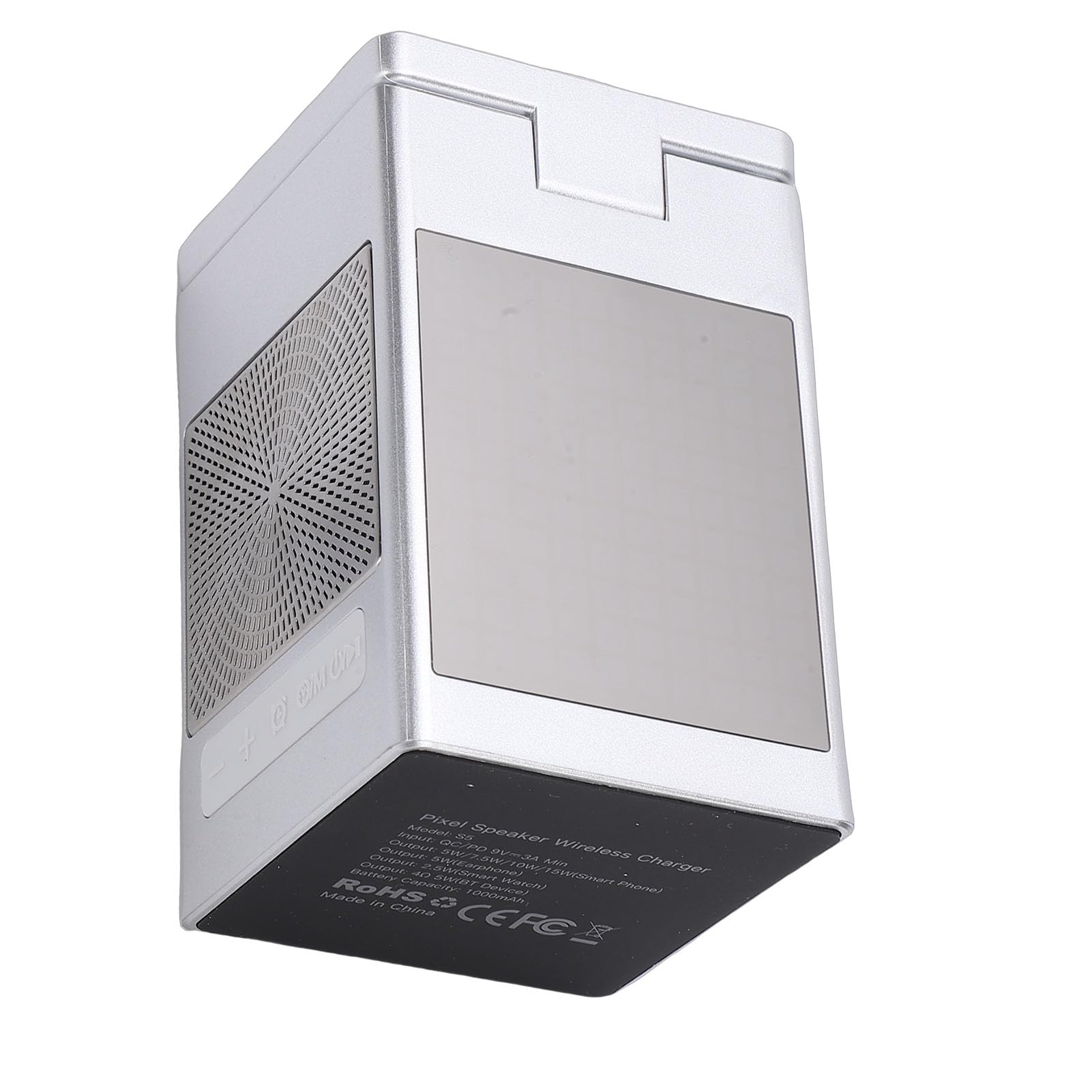 CHICIRIS Stazione di Ricarica Wireless, Materiale ABS, Altoparlante Bluetooth con Display Animato e funzionalità Sveglia per e Watch
