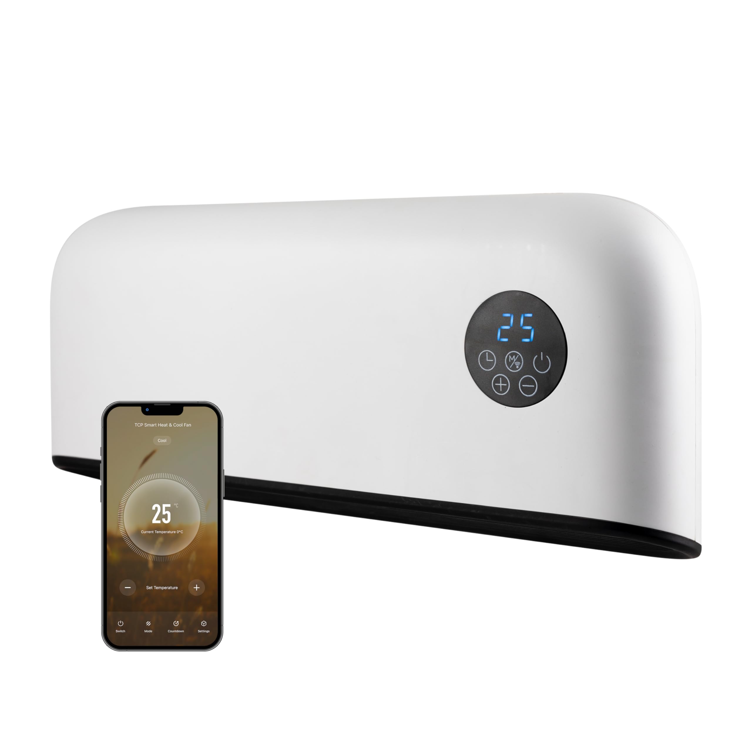 TCP Smart Down Flow Ceramic Heater 2000w App & Remote Control, WiFi, IP22 Bathroom, Office, Commercial, Works with Alexa, Google Home & Siri Shortcuts, 2 Heat Modes, Quiet, Timer, Smart Schedules