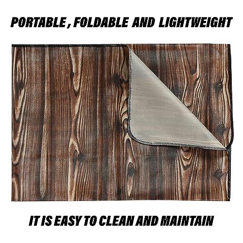 Image of Kuber Industries Food Mat | Wooden Texture Bed Server | Laminated Bed Protector | Bed Server for Bedsheet | 36 Inch | Dark Brown