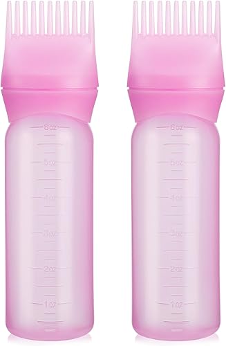 Paquete de 2 botellas aplicadoras de peine de raíz, aplicador de aceite de 6 onzas para teñir el cabello, aplicador de aceite para teñir el cabello,