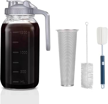 Cold Brew Coffee Maker Pitcher - Thick Glass Mason Jar