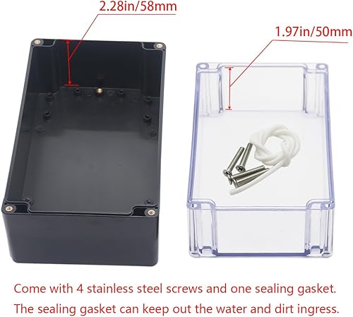 Miniatura 47 de Caja de proyecto ABS de plástico negro cajas eléctricas IP65 impermeable DIY caja de conexiones electrónica caja de alimentación 7.87 x 4.72 x 2.95