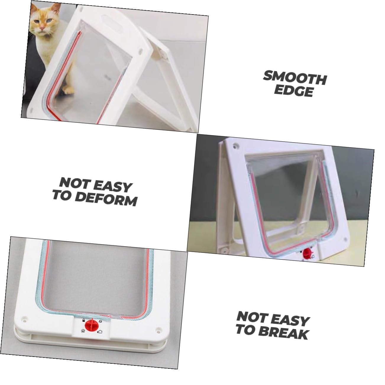 Beaupretty Chatière pour Chats et Petits Chiens 2pcs Porte à Contrôle D'entrée et Sortie Facile à Installer en Abs Blanc et Acrylique Marron