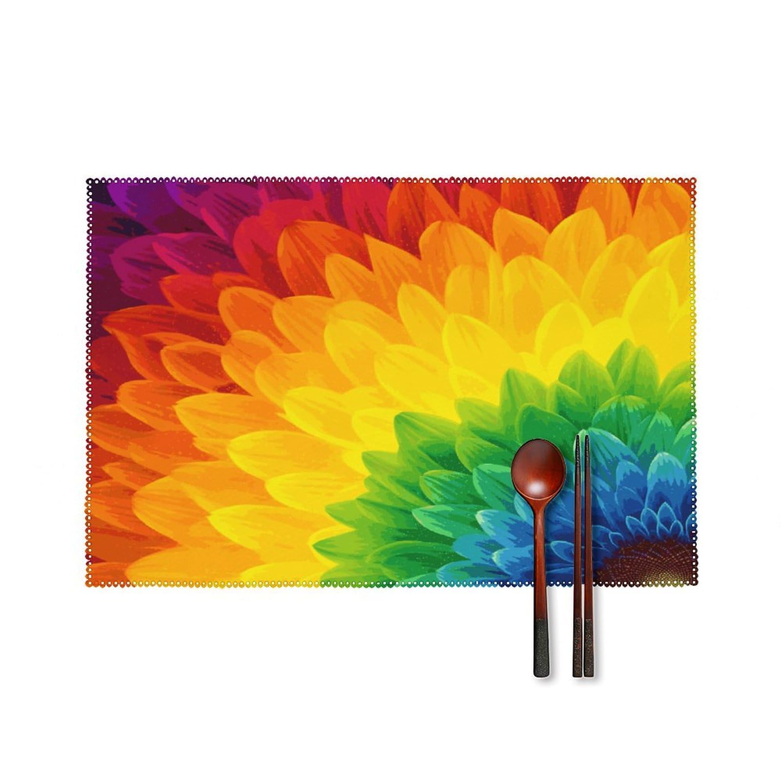 Fekiloot Style Sunflower Rainbow Placemats Set Of 6,Table Mat