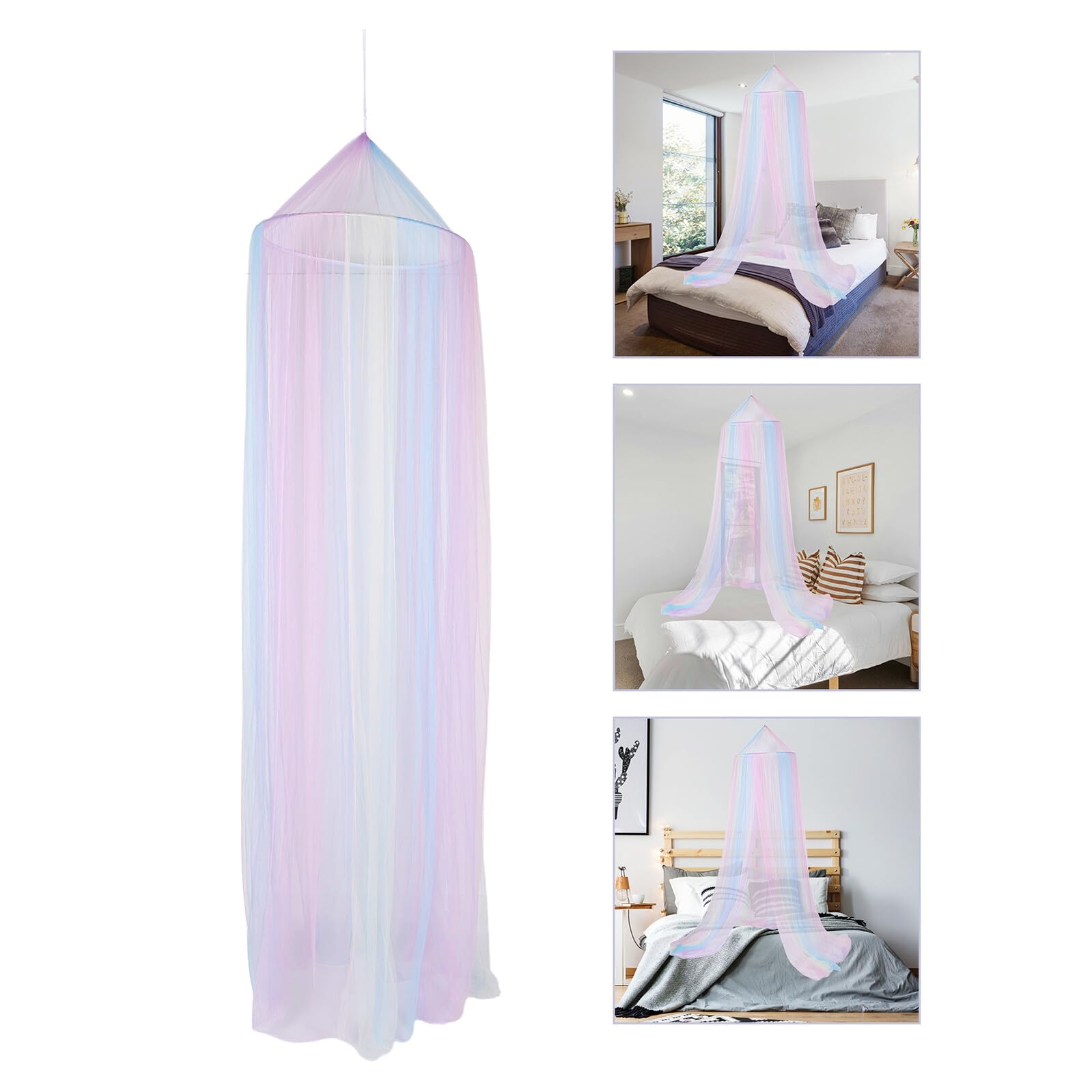 Housoutil Moskitonetz Kinderbett Baldachin Rund 60X250X1150cm Bunter Betthimmel Babybett Sicherheitszelt mit Doppelöffnung Insektenschutz für Kinderbetten